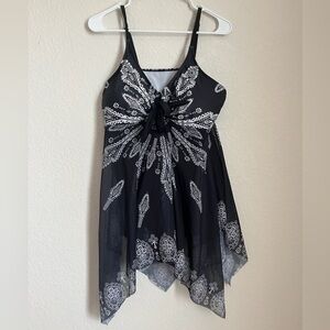 One piece bathing suit with cover up